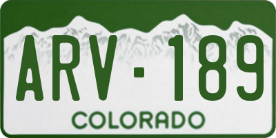 CO license plate ARV189