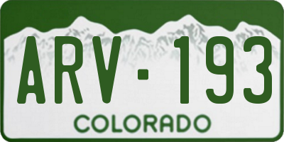 CO license plate ARV193