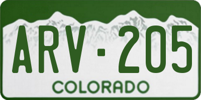 CO license plate ARV205