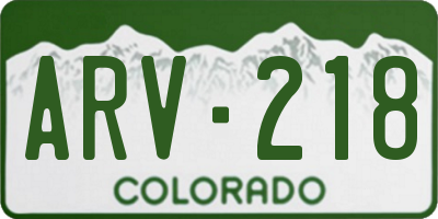 CO license plate ARV218
