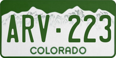 CO license plate ARV223