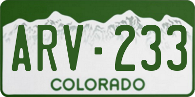 CO license plate ARV233