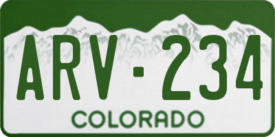 CO license plate ARV234