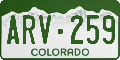 CO license plate ARV259