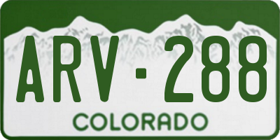 CO license plate ARV288