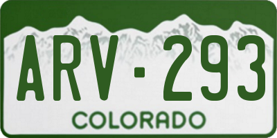 CO license plate ARV293