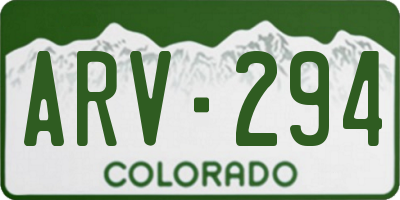 CO license plate ARV294