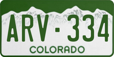 CO license plate ARV334