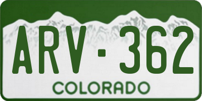 CO license plate ARV362