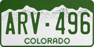 CO license plate ARV496