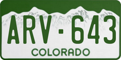 CO license plate ARV643