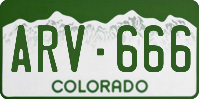 CO license plate ARV666