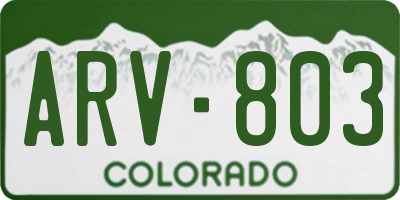 CO license plate ARV803