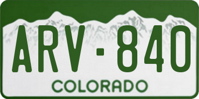 CO license plate ARV840