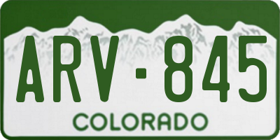 CO license plate ARV845