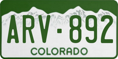 CO license plate ARV892