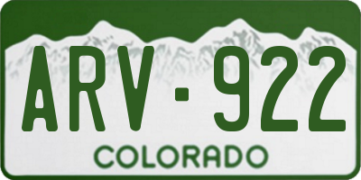 CO license plate ARV922
