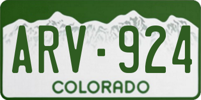 CO license plate ARV924