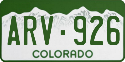 CO license plate ARV926