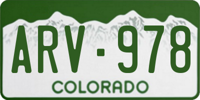 CO license plate ARV978