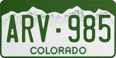 CO license plate ARV985