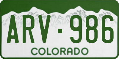 CO license plate ARV986