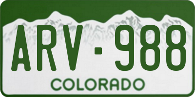 CO license plate ARV988