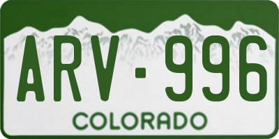 CO license plate ARV996
