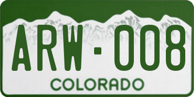 CO license plate ARW008