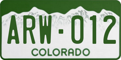 CO license plate ARW012
