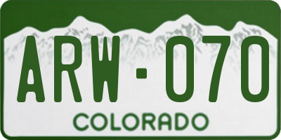 CO license plate ARW070