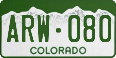 CO license plate ARW080