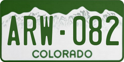 CO license plate ARW082