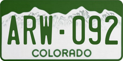 CO license plate ARW092