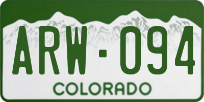 CO license plate ARW094