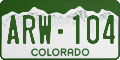 CO license plate ARW104