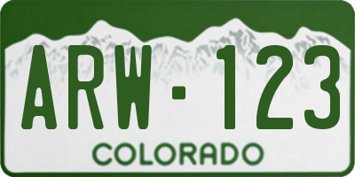 CO license plate ARW123