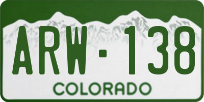 CO license plate ARW138