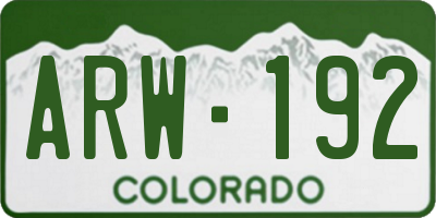 CO license plate ARW192