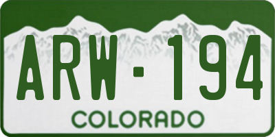 CO license plate ARW194