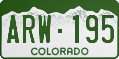 CO license plate ARW195