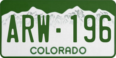 CO license plate ARW196