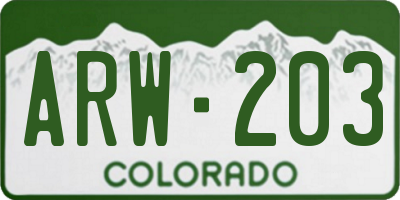 CO license plate ARW203