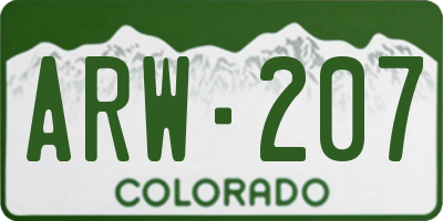 CO license plate ARW207