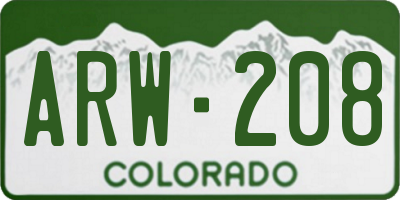 CO license plate ARW208
