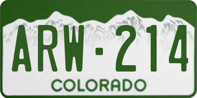 CO license plate ARW214