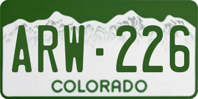 CO license plate ARW226