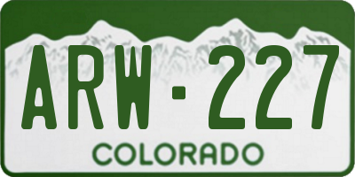 CO license plate ARW227