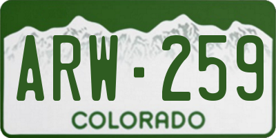 CO license plate ARW259