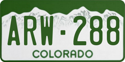 CO license plate ARW288